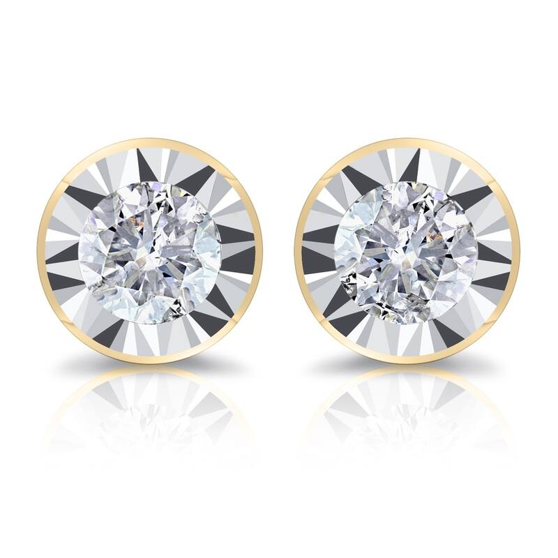 Auriya Round 1/5cttw Bezel Set Diamond Stud Earrings 14K Gold (G-H, I2-I3)