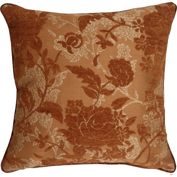 Pillow Decor - Traditional Floral in Rust 18x18 Decorative Pillow