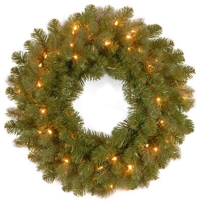 24" Downswept Douglas Wreath with Warm White LED Lights