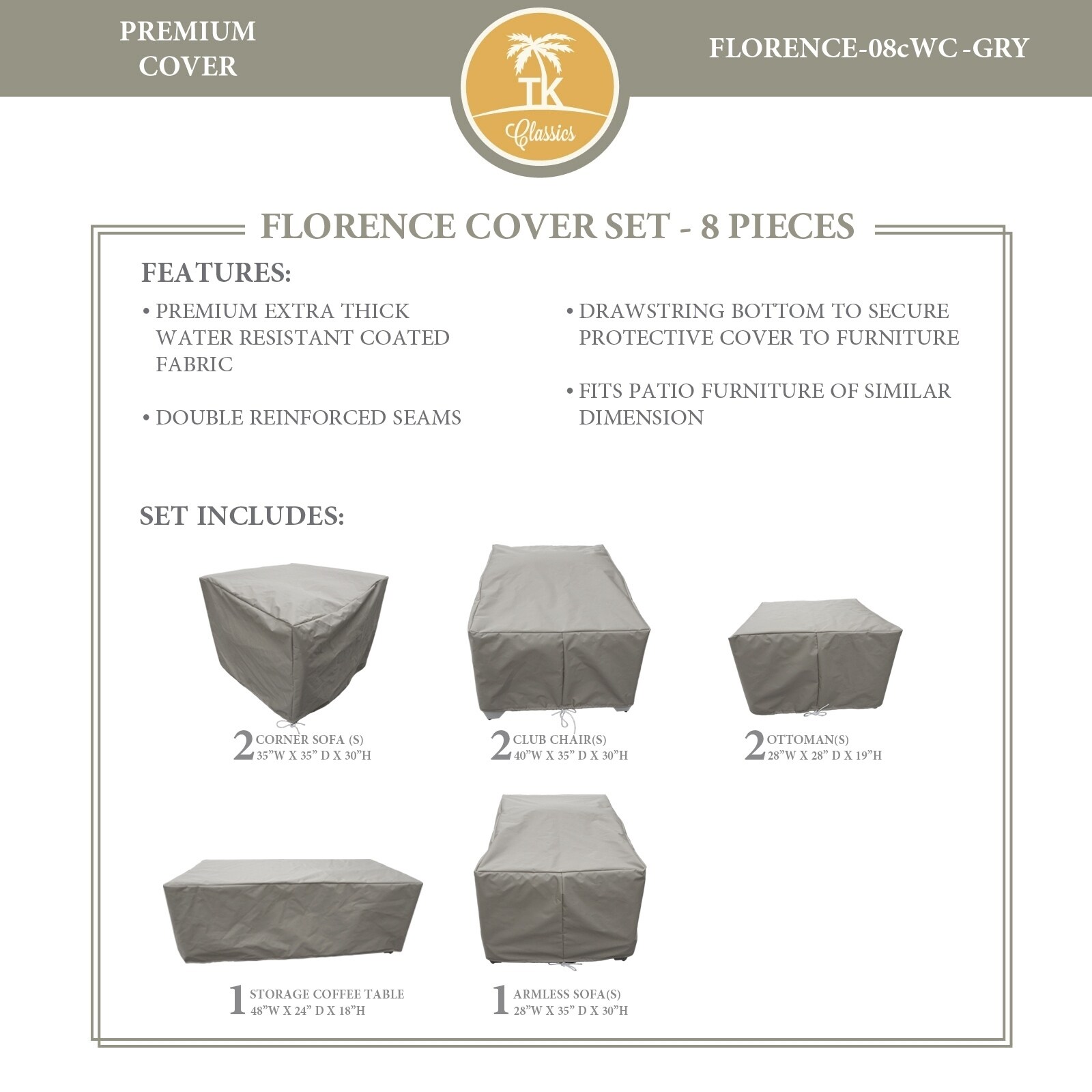 Florence Protective Cover Set, In Grey