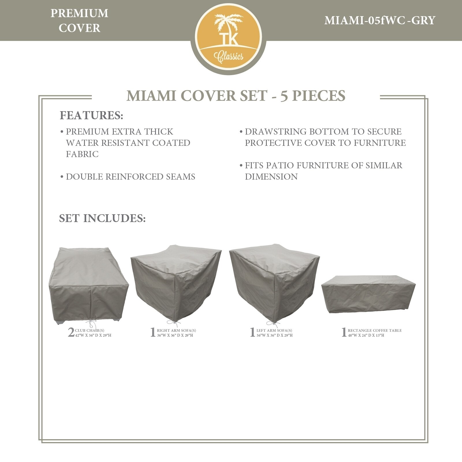 Miami 05f Protective Cover Set, In Grey