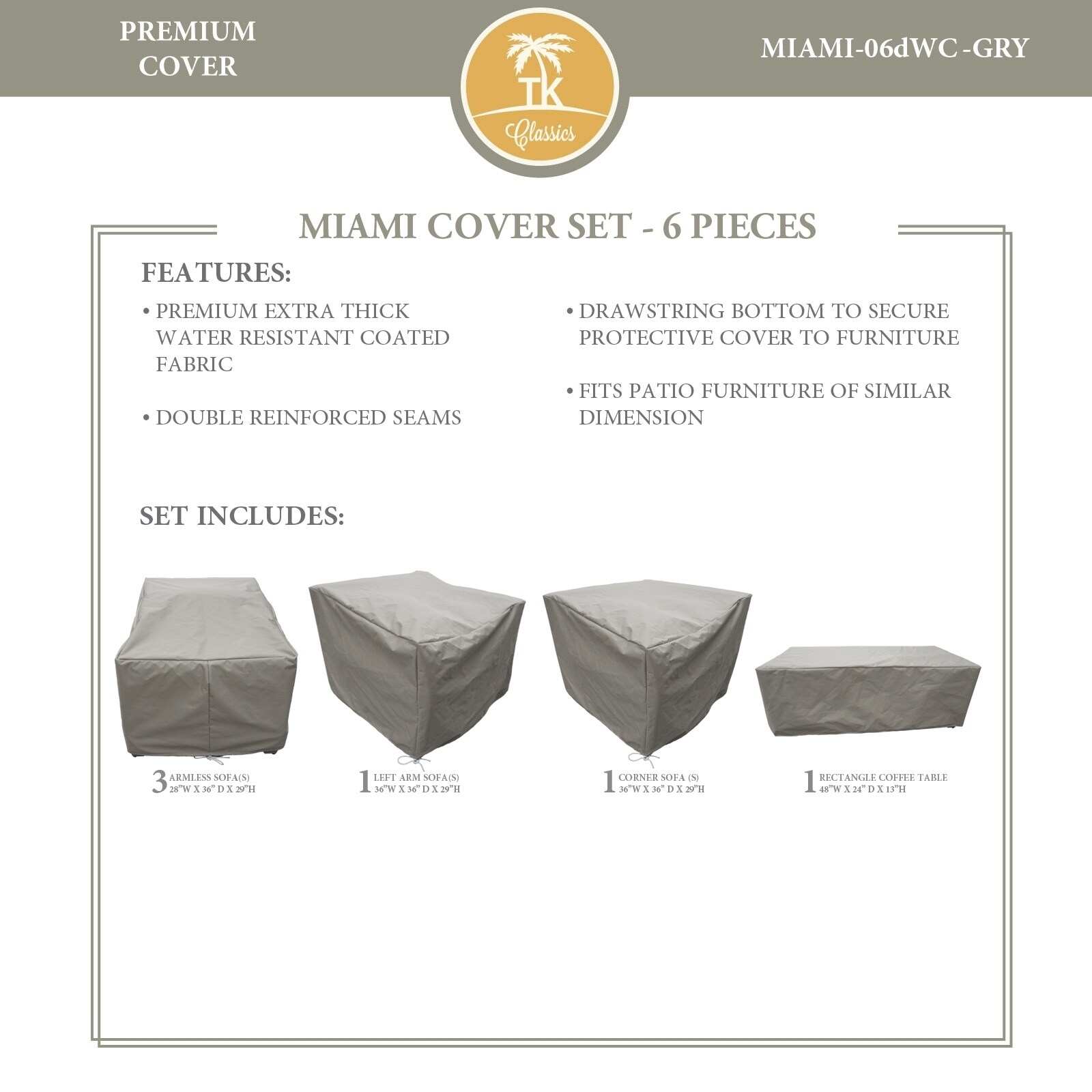 Miami 06d Protective Cover Set, In Grey