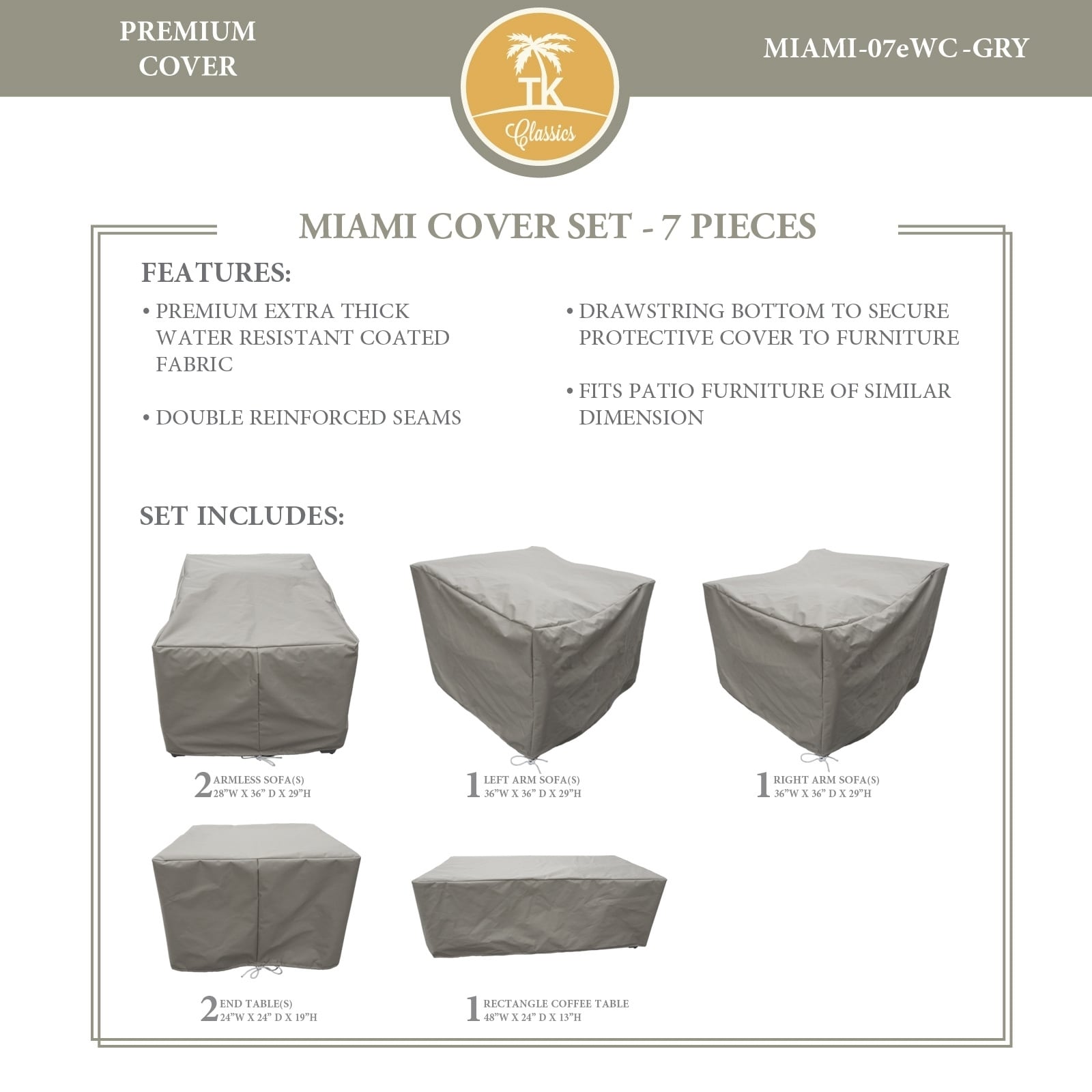 Miami 07e Protective Cover Set, In Grey