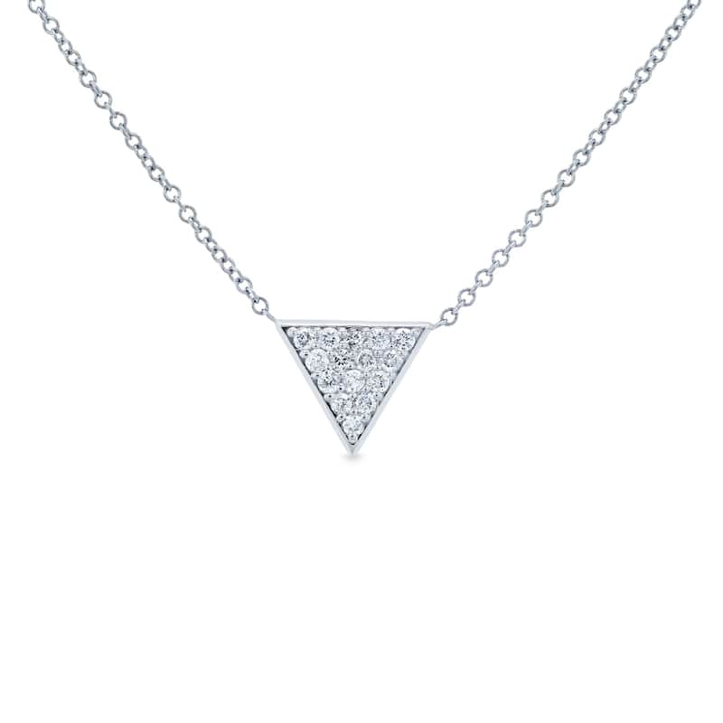 Annello by Kobelli 14k White Gold Triangle Diamond Necklace