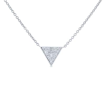 Annello by Kobelli 14k White Gold Triangle Diamond Necklace