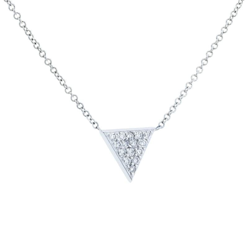 Annello by Kobelli 14k White Gold Triangle Diamond Necklace