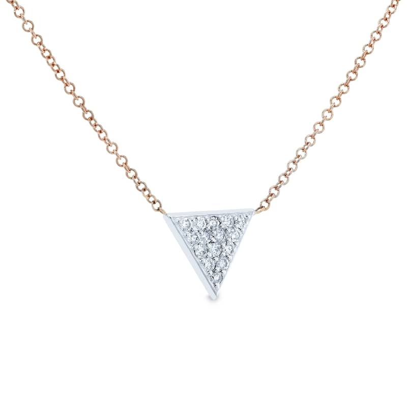 Annello by Kobelli 14k White Gold Triangle Diamond Necklace Rose Gold Chain