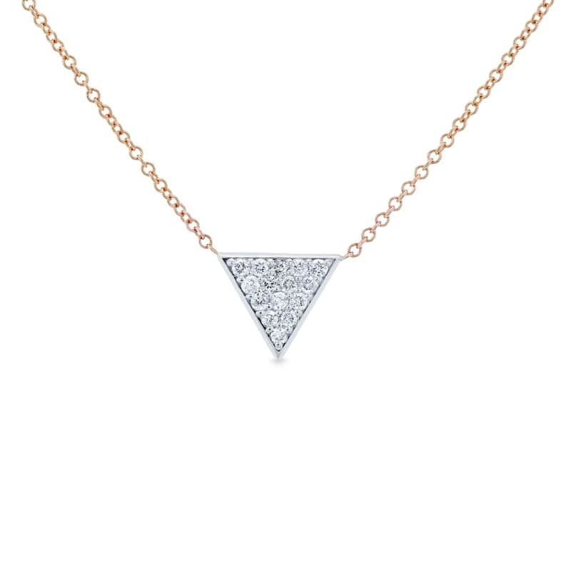 Annello by Kobelli 14k White Gold Triangle Diamond Necklace Rose Gold Chain
