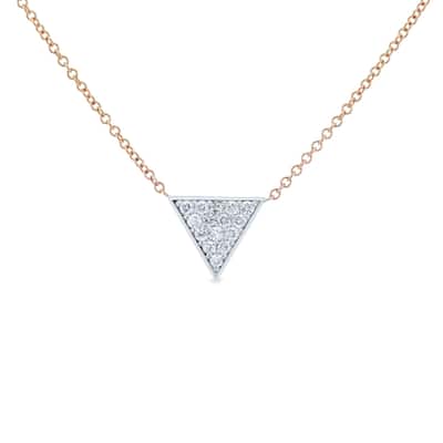 Annello by Kobelli 14k White Gold Triangle Diamond Necklace Rose Gold Chain