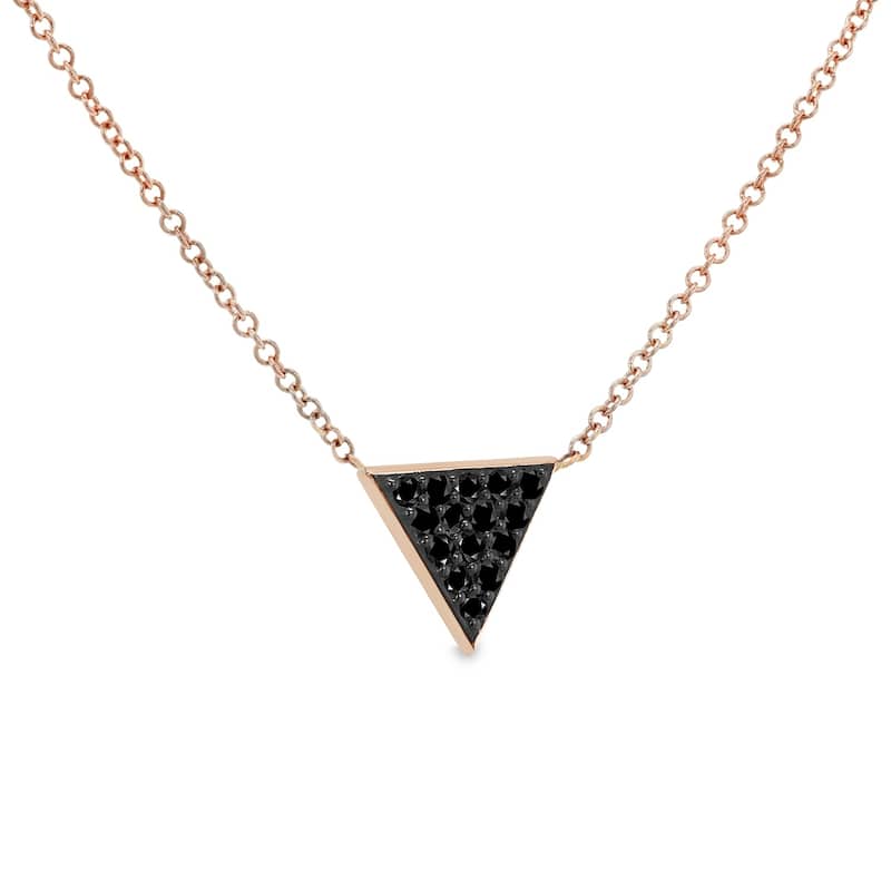 Annello by Kobelli 14k Rose Gold Triangle Black Diamond Necklace