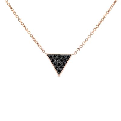Annello by Kobelli 14k Rose Gold Triangle Black Diamond Necklace