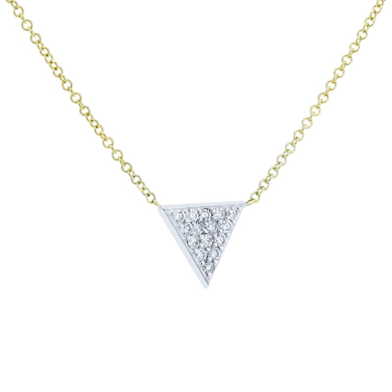 Annello by Kobelli 14k White Gold Triangle Diamond Necklace Yellow Gold Chain