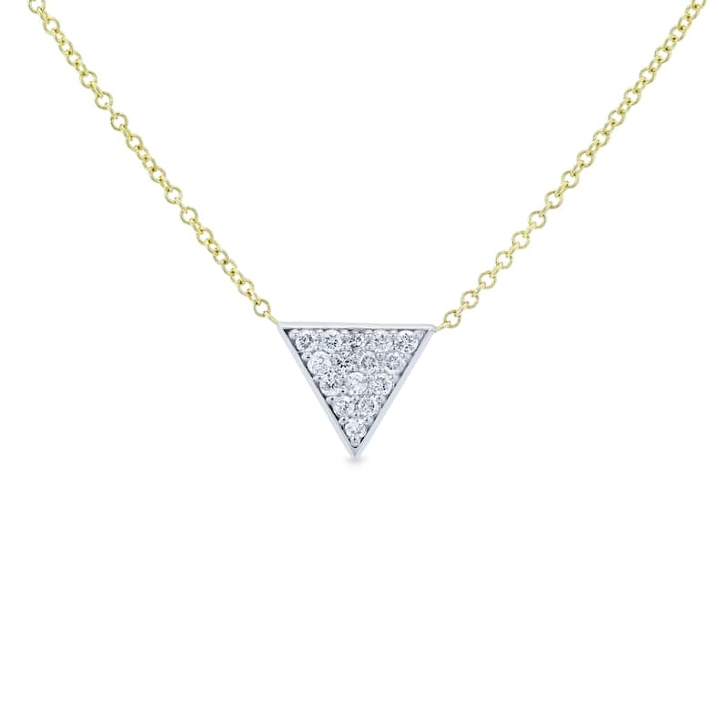 Annello by Kobelli 14k White Gold Triangle Diamond Necklace Yellow Gold Chain