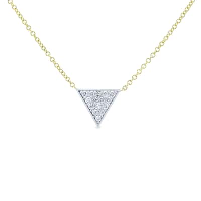 Annello by Kobelli 14k White Gold Triangle Diamond Necklace Yellow Gold Chain