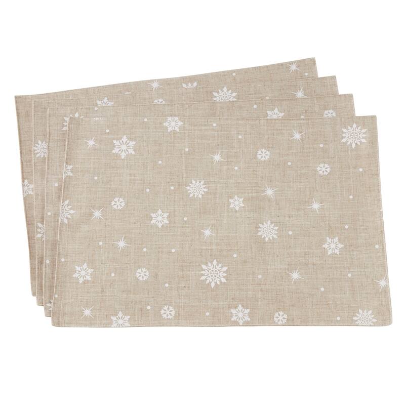 Poly Blend Table Mats With Snowflake Design (Set of 4) - 13"x19"