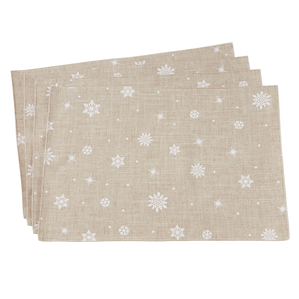 Poly Blend Table Mats With Snowflake Design (Set of 4) - 13"x19"
