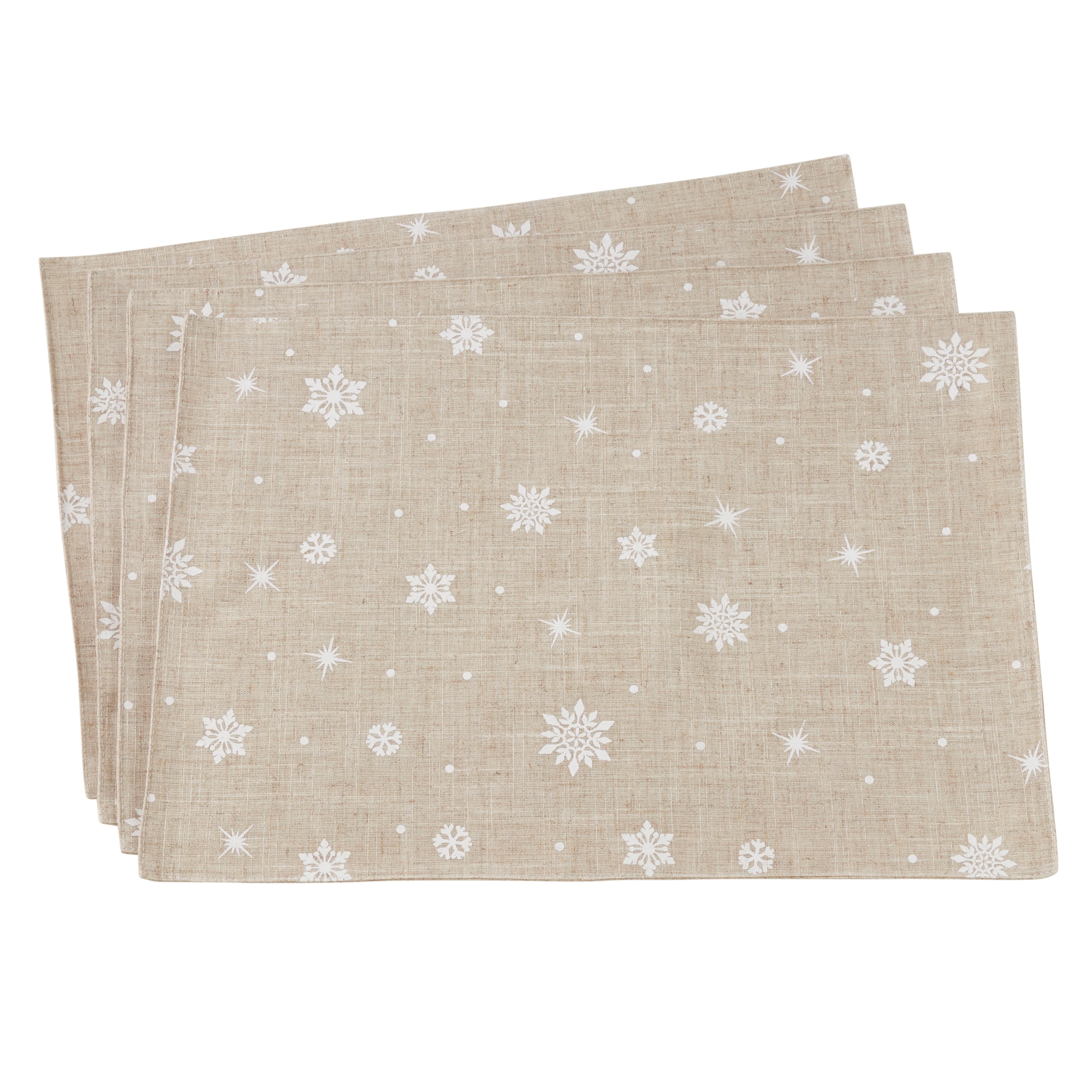 Saro Lifestyle Poly Blend Table Mats With Snowflake Design (Set of 4) - 13"x19"