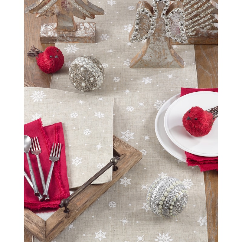 Poly Blend Table Mats With Snowflake Design (Set of 4) - 13"x19"