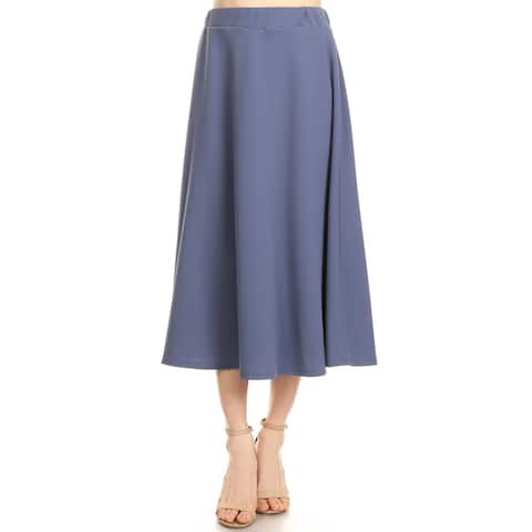 Women's Casual Basic Solid Pleated Mid-Length Skirts