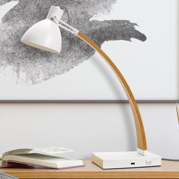 Shop Porch Den Binddale Matte White Designer Desk Lamp Free