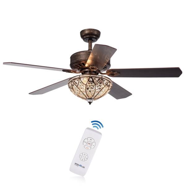 Shop Gliska 52 Inch 5 Blade Rustic Bronze Lighted Ceiling Fans W