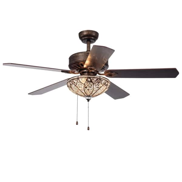 Shop Gliska 52 Inch 5 Blade Rustic Bronze Lighted Ceiling Fans W