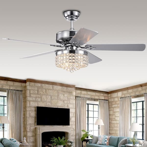 Shop Letta Chrome 52 Inch 4 Light 5 Blade Lighted Ceiling Fan