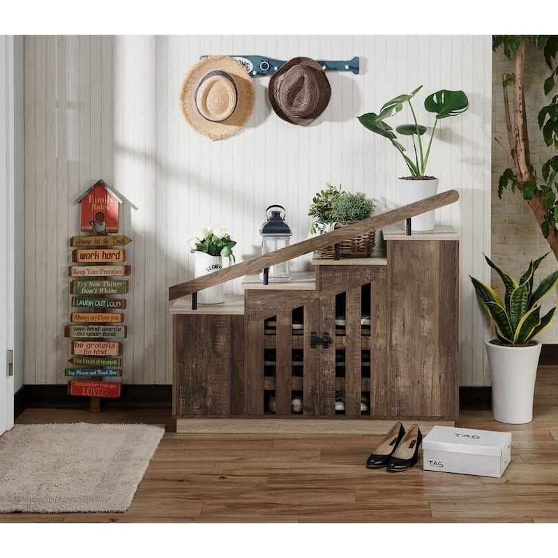 Garner Rustic 9-shelf Storage Shoe Cabinet by Furniture of America