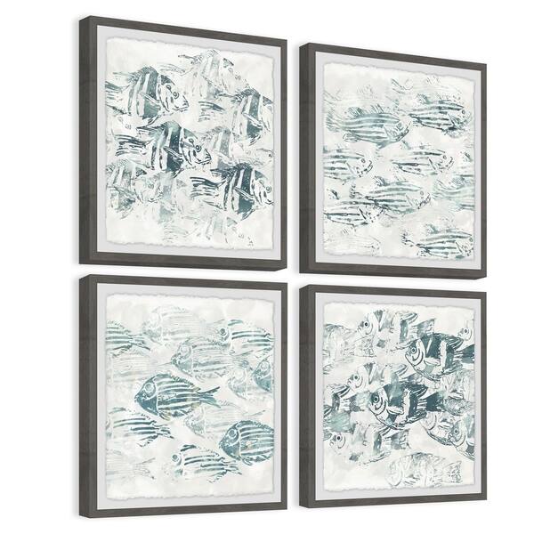 Marmont Hill Handmade Sealife Batik X Quadriptych Multi Color Overstock 22967988
