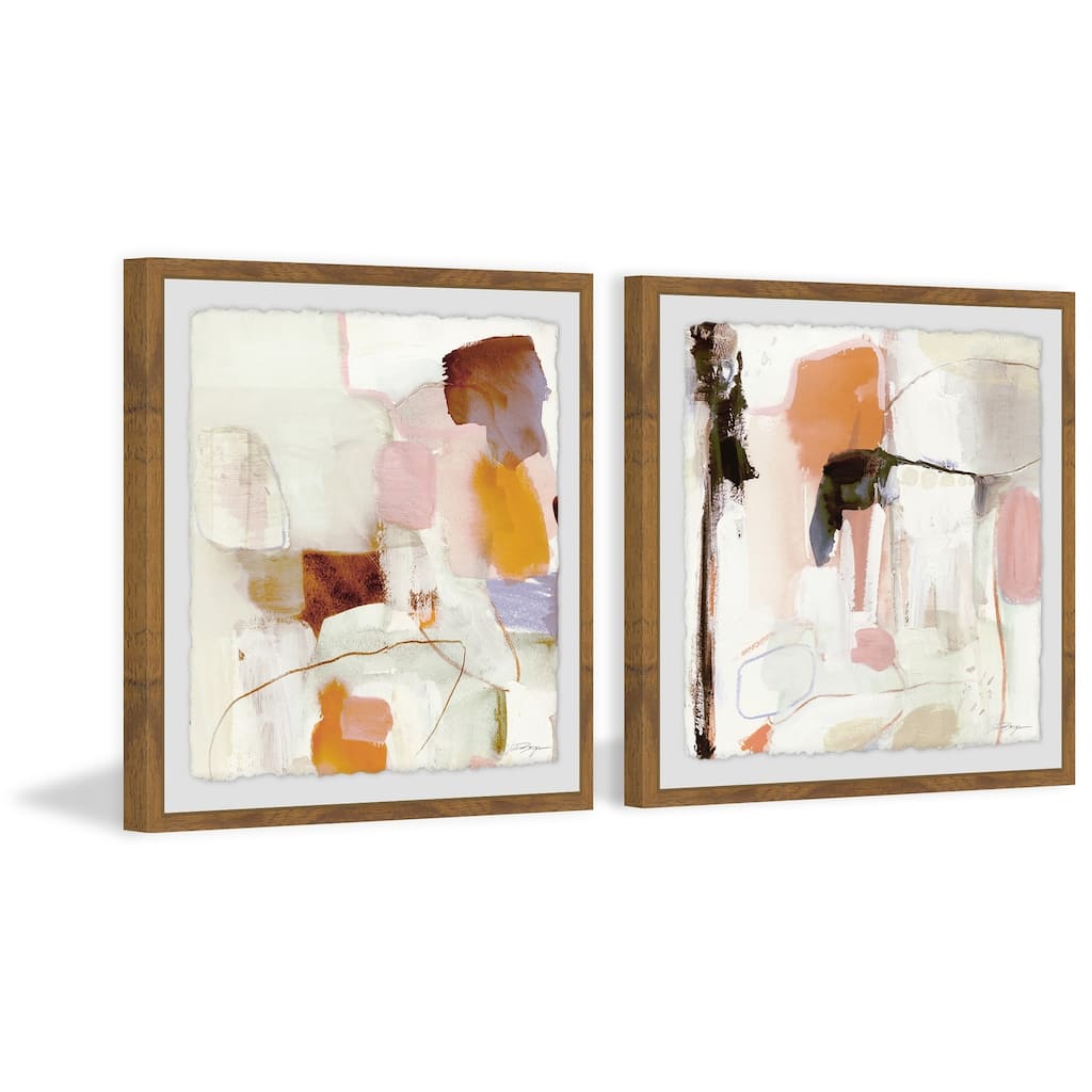 Marmont Hill 2-panel Handmade Crazy Abstract Diptych Framed Wall Art - Multi-Color