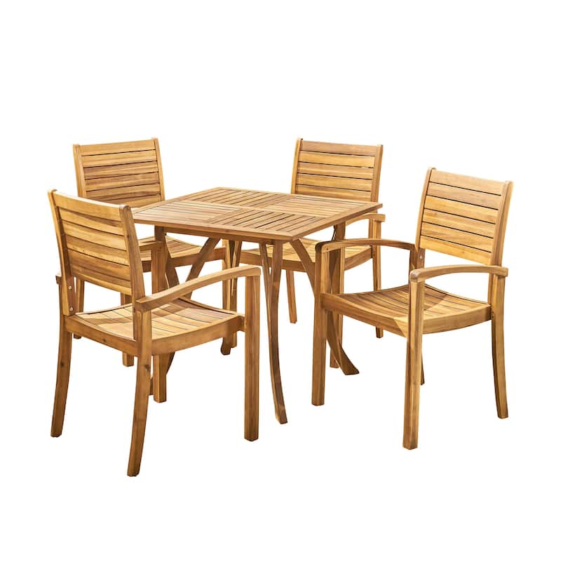 York Acacia Wood Outdoor 5-piece Square Dining Set by Christopher Knight Home