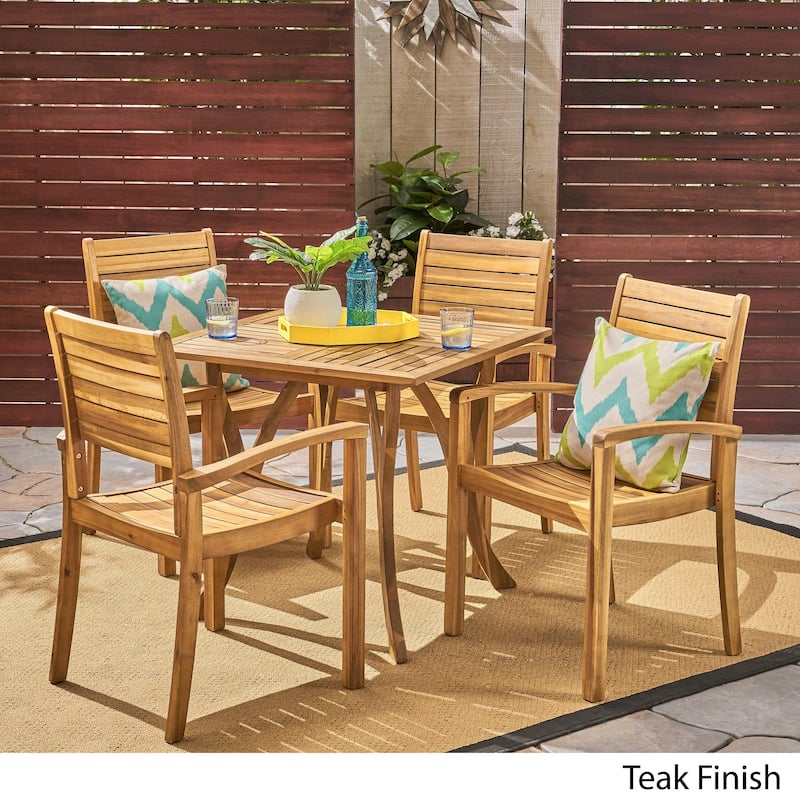 York Acacia Wood Outdoor 5-piece Square Dining Set by Christopher Knight Home