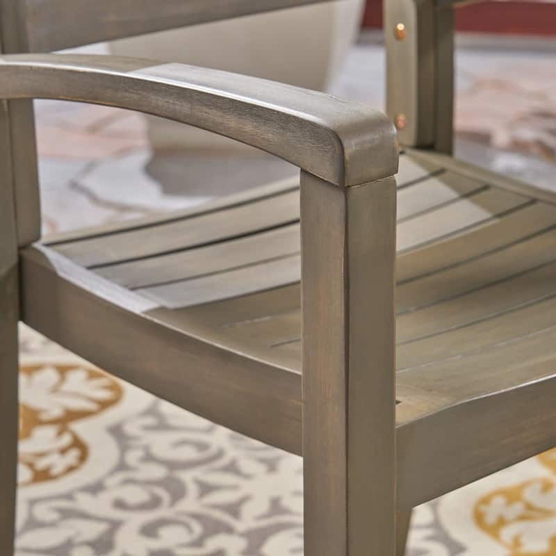 Wells Outdoor 4-Seater Round Acacia Wood Dining Set by Christopher Knight Home