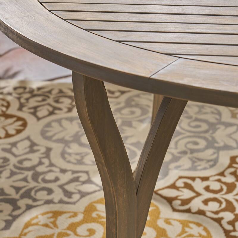 Wells Outdoor 4-Seater Round Acacia Wood Dining Set by Christopher Knight Home