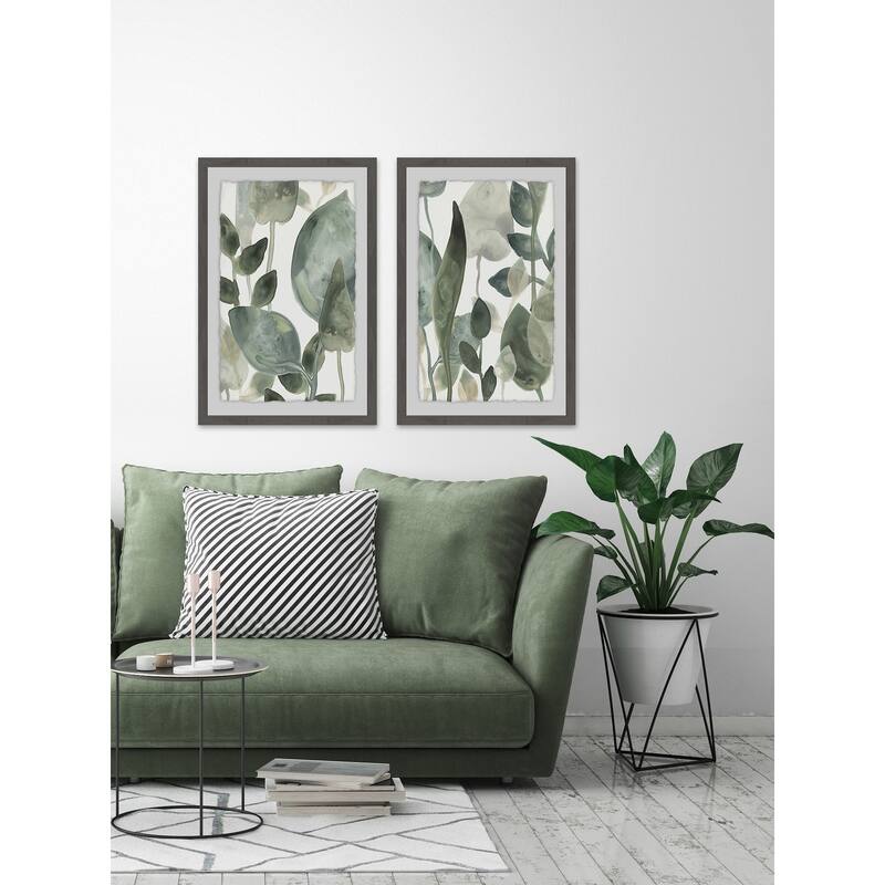 Marmont Hill - Handmade Water Leaves VI Diptych - Multi-Color