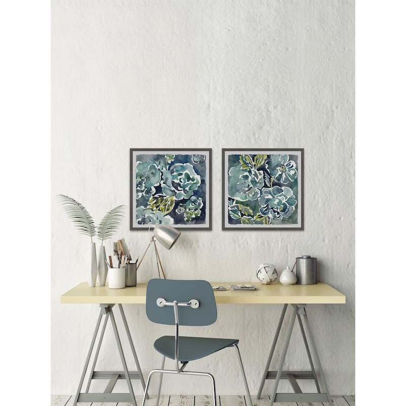 Marmont Hill - Handmade Turquoise Rose Diptych - Multi-Color