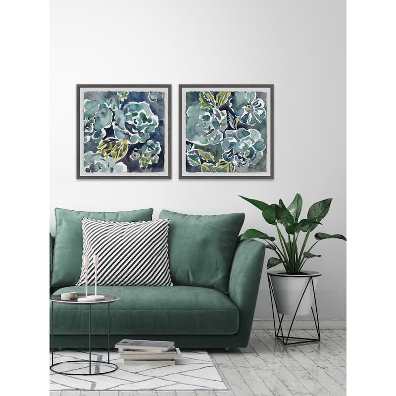 Marmont Hill - Handmade Turquoise Rose Diptych - Multi-Color