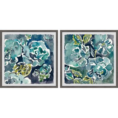 Marmont Hill - Handmade Turquoise Rose Diptych - Multi-Color