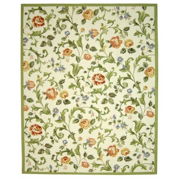 Safavieh Hand-hooked Garden of Eden Ivory Wool Rug - 7'9" x 9'9"