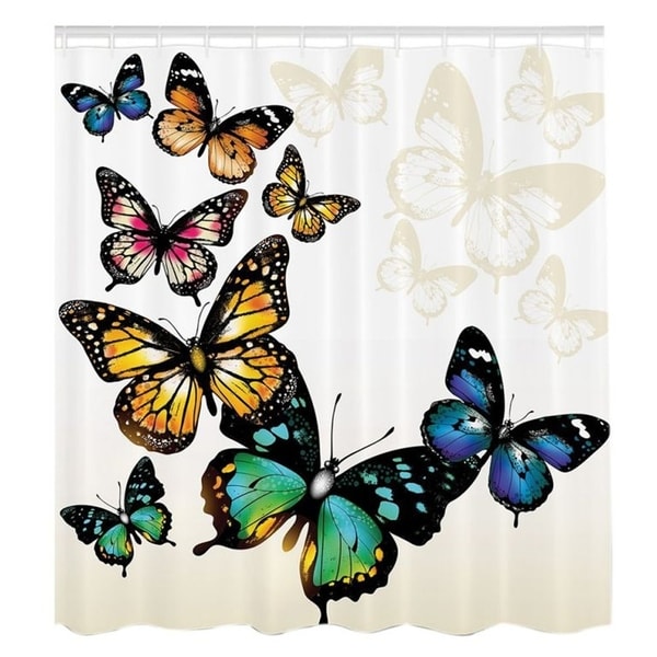 Shop Vinyl Shower Curtain with Hooks Butterfly 71" x 71" - Free