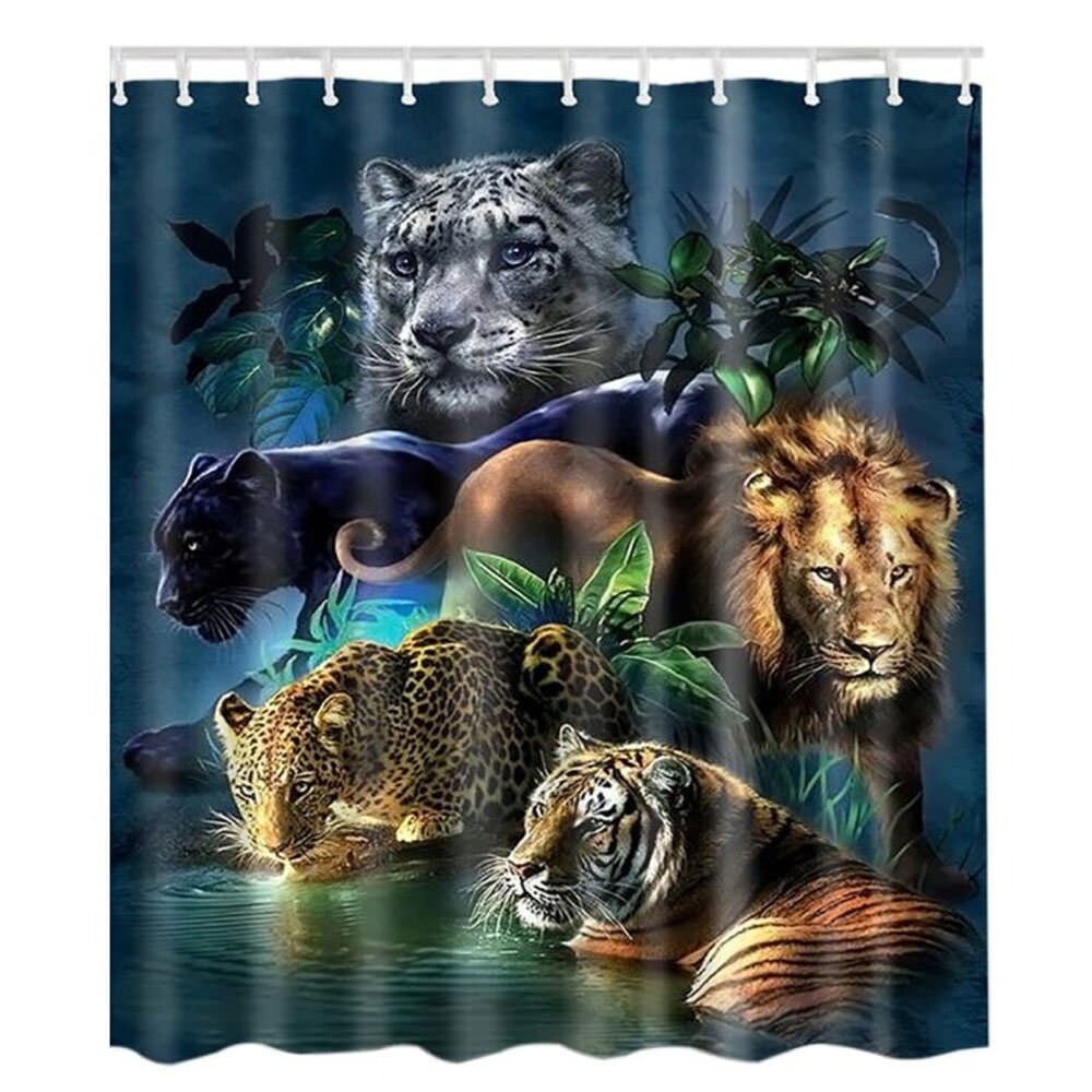 Shop Vinyl Shower Curtain With Hooks Tiger 71 X 71 Free