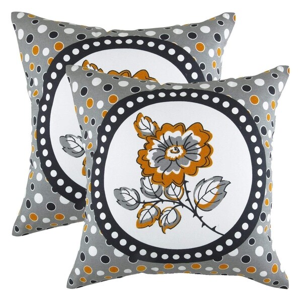 Polka Floral Accent Decorative Pillowcases White Background