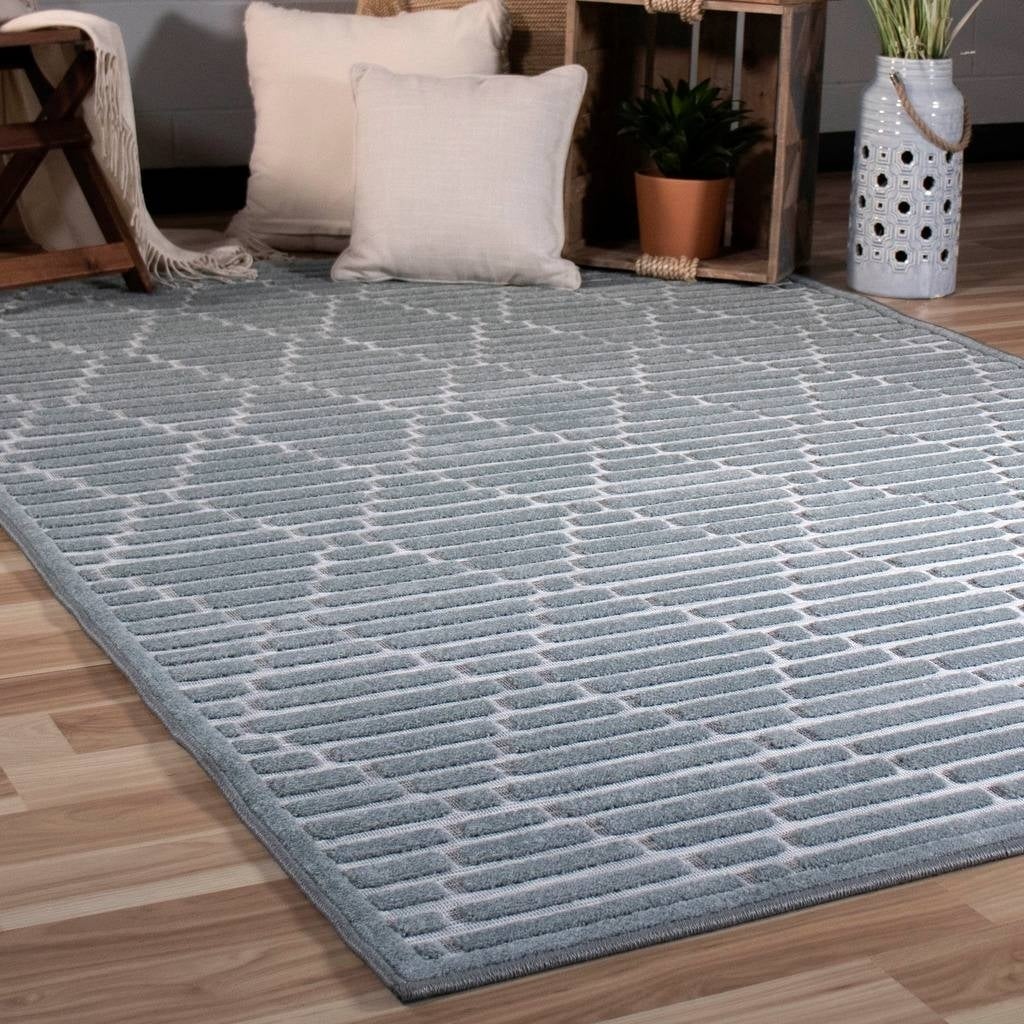 Orian Rugs Boucle Indoor/Outdoor Sunland Harbor Blue Runner Rug - 1'11" x 7'6"