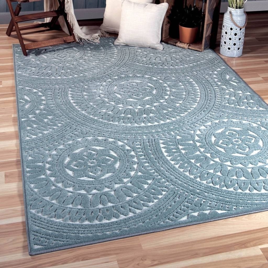 Orian Rugs Boucle Indoor/Outdoor Stoke Harbor Blue Rug - 1'11" x 7'6"