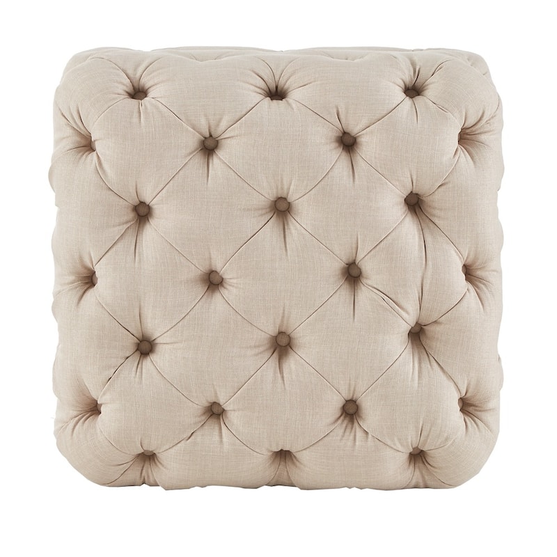 Knightsbridge II Beige Linen Tufted Ottoman by iNSPIRE Q Artisan