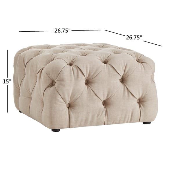 Knightsbridge II Beige Linen Tufted Ottoman by iNSPIRE Q Artisan