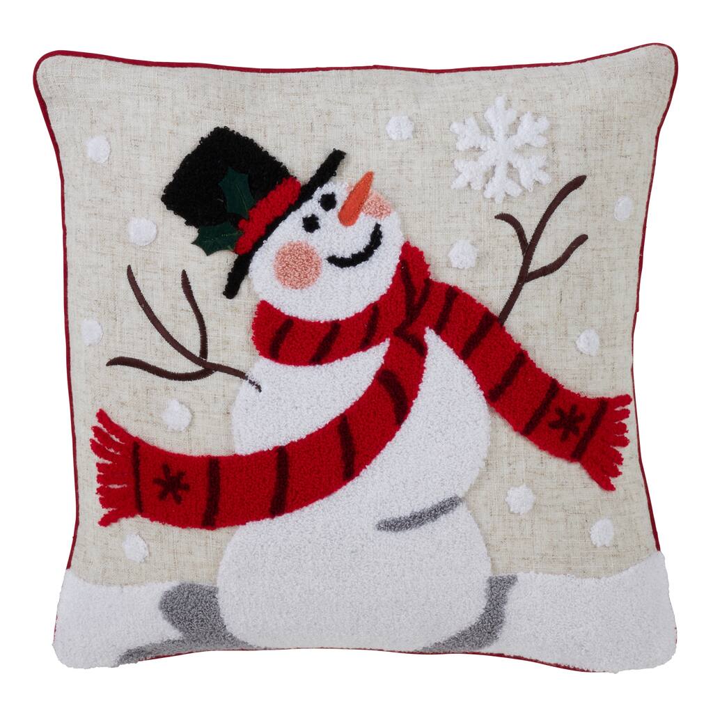Jolly Snowman Down Filled Throw Pillow