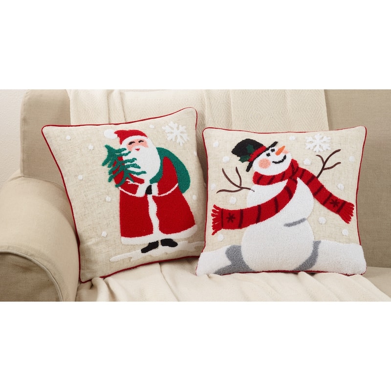 Jolly Snowman Down Filled Throw Pillow
