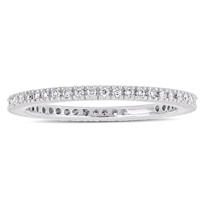 Miadora 14k White Gold 1/3ct TDW Diamond Full-Eternity Band