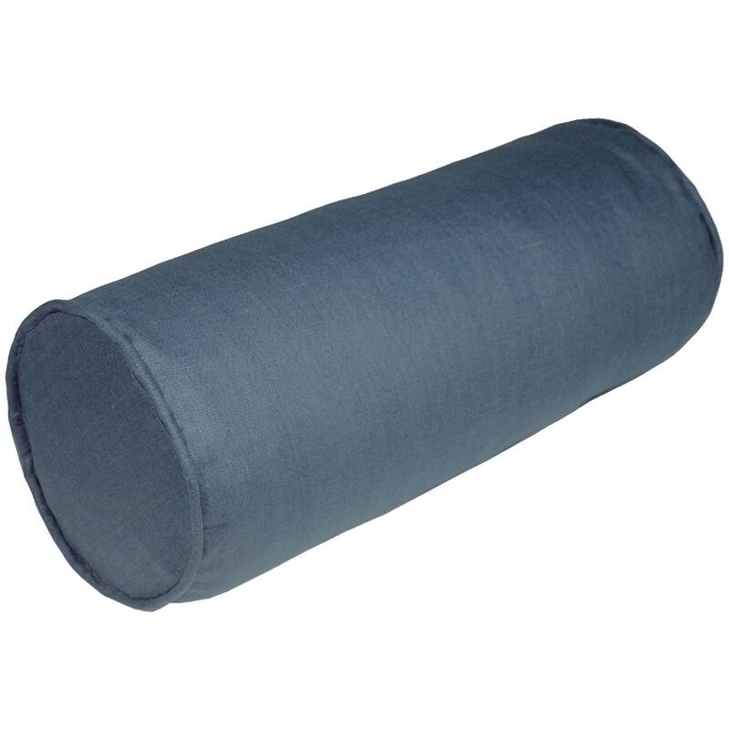 Pillow Decor - Tuscany Linen Wedgewood Blue 7x20 Bolster Pillow